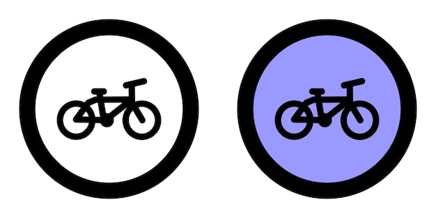 青い円自転車のアイコン道路標識ベクトルの平らなデザイン白い背景に隔離されています
