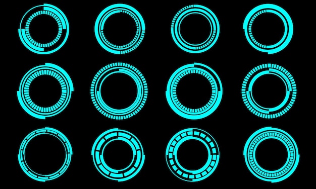 Набор элементов пользовательского интерфейса синего круга, технология футуристического дизайна, современный творческий черный