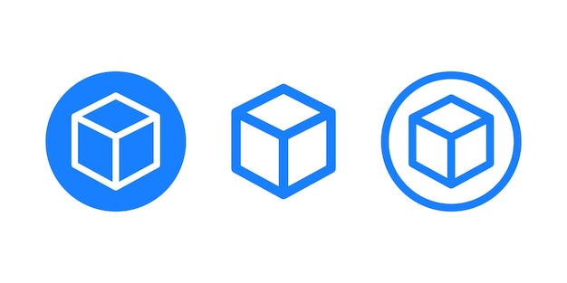 set of blue cubes illustration 3d box perspective sign cube vector icon
