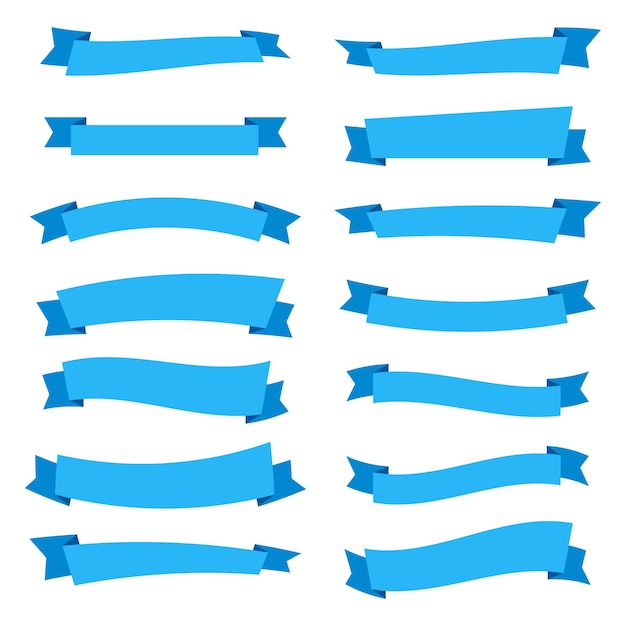 Vector set of blue ribbons on a white background design element banner for advertising vector illustration