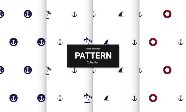 Set of  blue seamless patterns. vector seamless nautical textures.