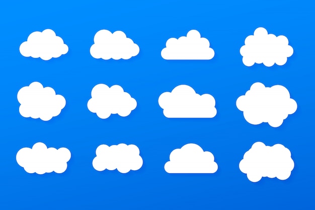 Set of blue sky, clouds. Cloud icon, cloud shape.