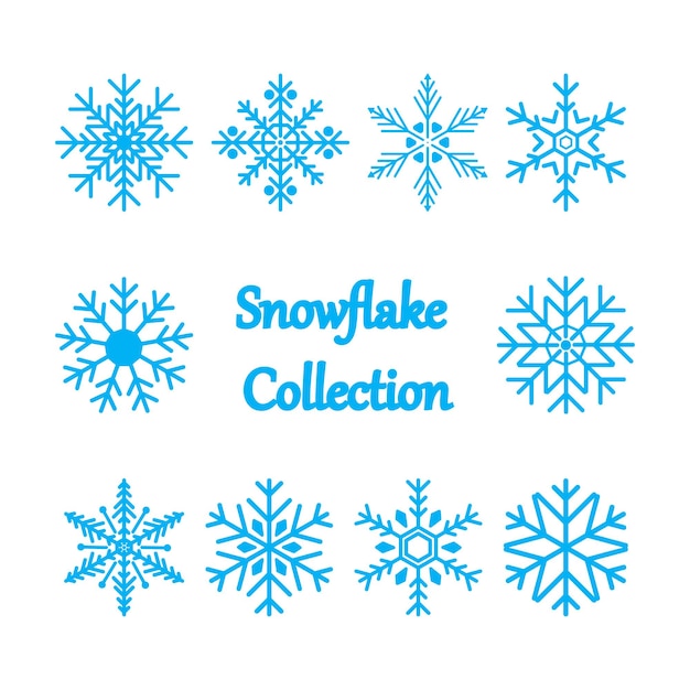 Set of blue snowflakes on white background. set of ornamental snowflakes. element for christmas