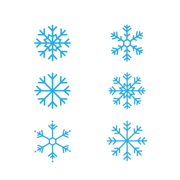 Set di fiocchi di neve blu senza sfondo fiocchi di neve vettoriali