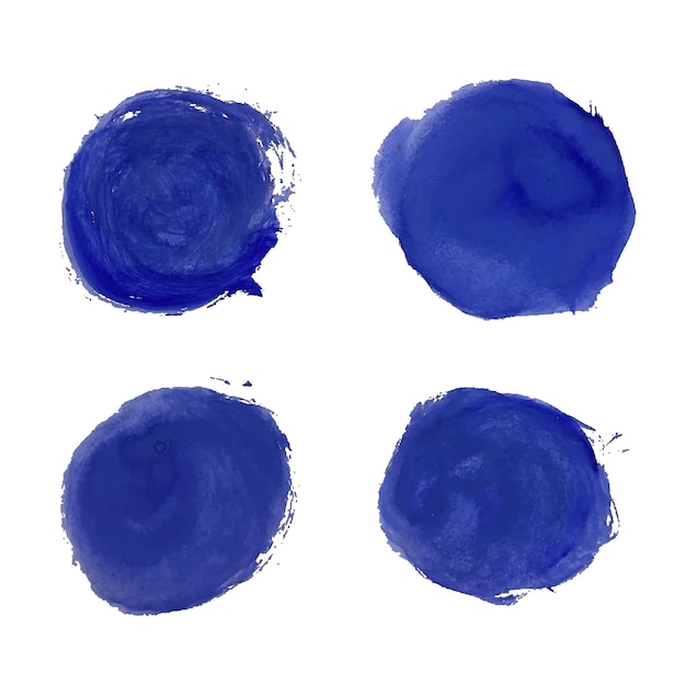 Vector set of blue watercolor stains