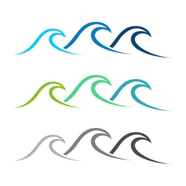 青い波のセット ライン ロゴ テンプレート イラスト デザイン ベクター EPS 10