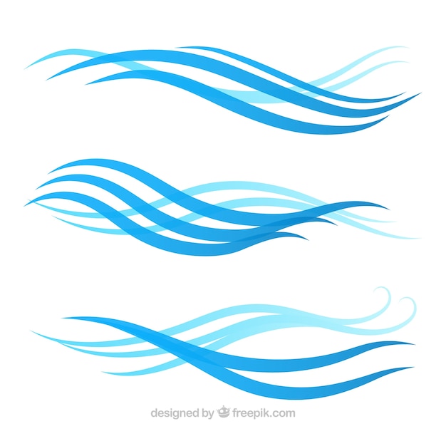 Set of blue wavy shapes