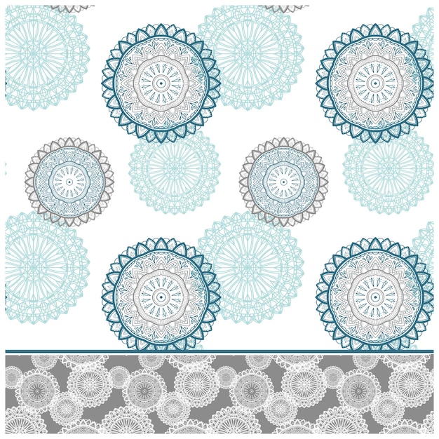 A set of blue and white circles with a blue design.