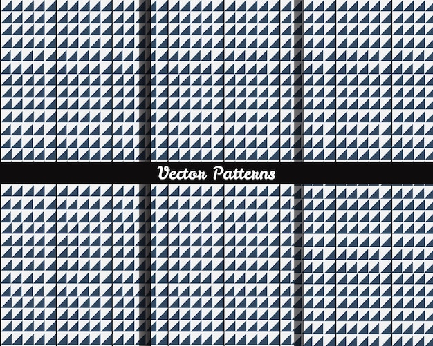 A set of blue and white patterns with the words vector patterns.