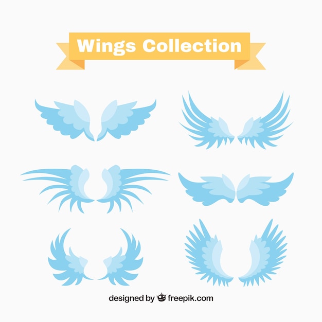 Set of blue wings logos