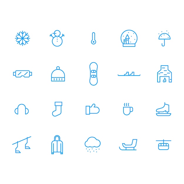 Set Of Blue Winter Icon