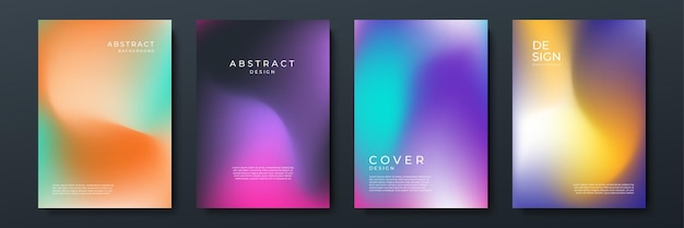 Set of blurred backgrounds with modern abstract blurred color gradient patterns Templates collection for brochures posters banners flyers and cards Blue pink and white Vector illustration