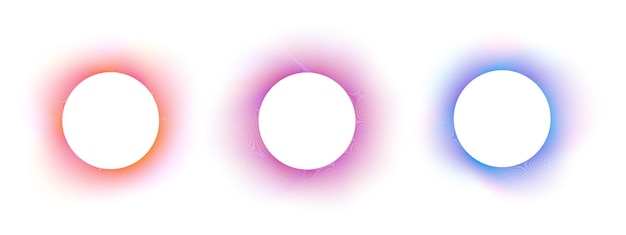 Set of blurry round frames Circle shapes with colorful soft gradient borders