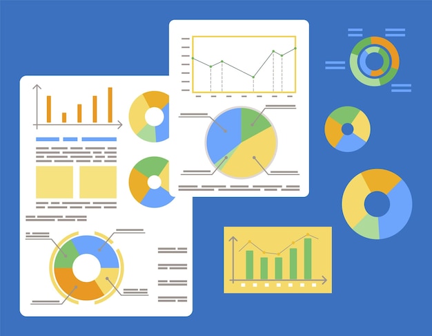 Set of Boards with Data Diagrams and Graphics