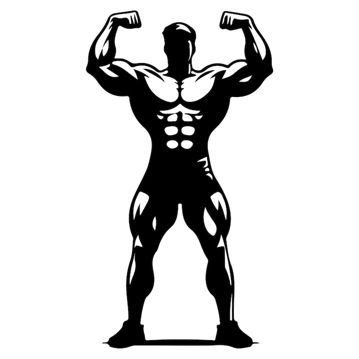 Vector a set of body builder cartoon silhouette white bacground black and white