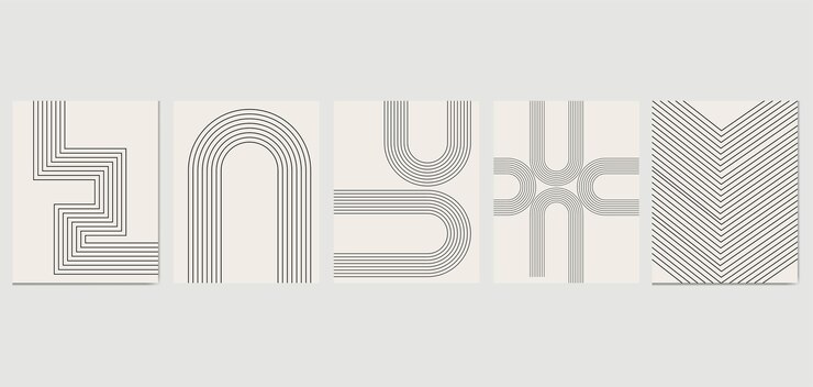 Vector 보호 중세 근대 미니멀리즘 아트 프린트와 유기적인 자연 모양 추상 현대