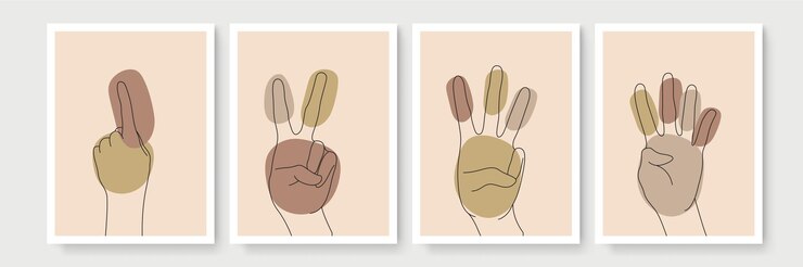 Vector set of boho poster with and gesture style wall art decor