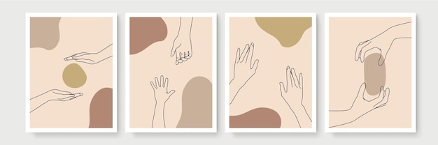 Набор плакатов в стиле бохо с декором стен в стиле жестов