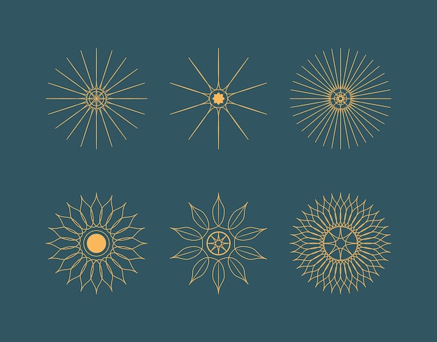 Vector set of boho sun symbols