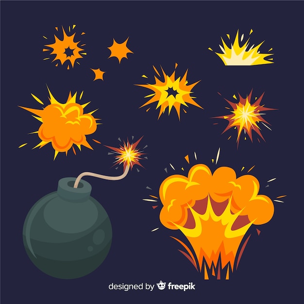 Vector set of bomb explosion effects