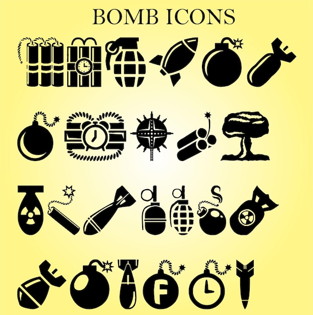 set of bomb icons