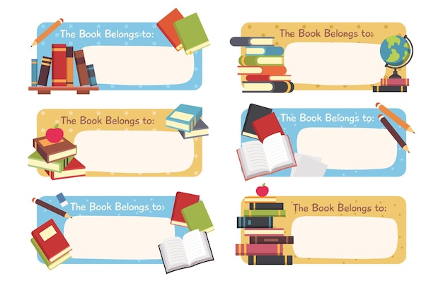 Vector set of the book belong to sticker template