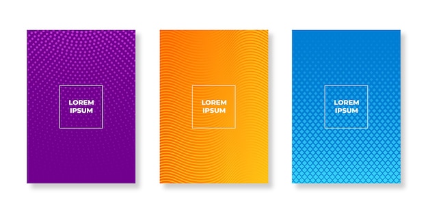 Set of book cover brochure design with gradient colors and halftone style