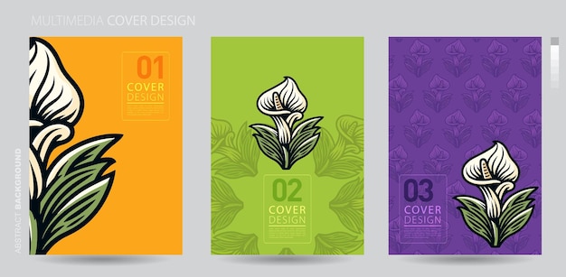 Set of book cover with abstract Floral illustration design layout bundle