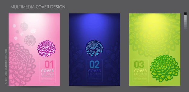 Set of book cover with abstract Floral illustration design layout bundle