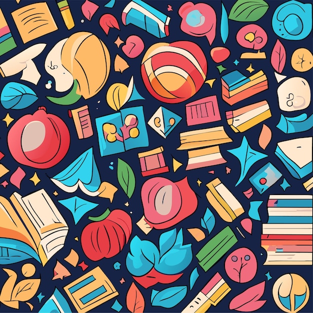 Premium Vector | Set of books design or book seamless patter design ...