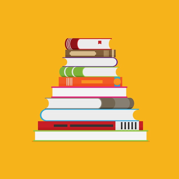 Set of books in flat design style