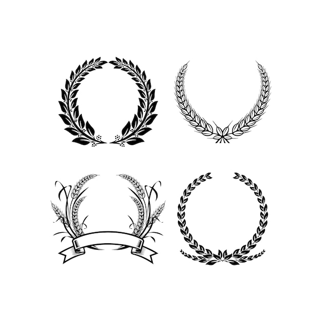 set of border laurel wreath vector