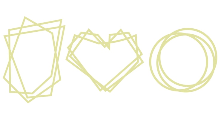 Vector set border line rectangle heart circle