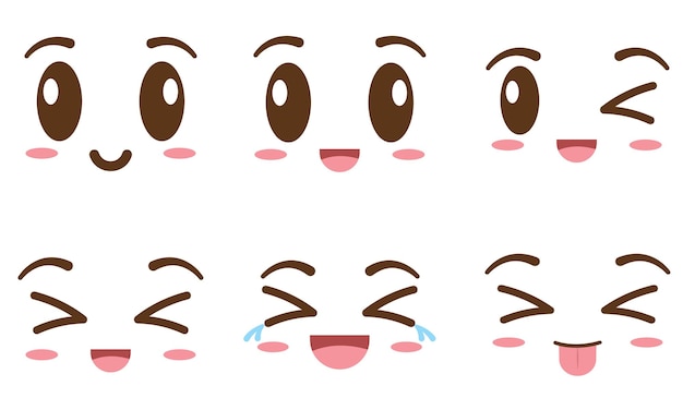 Vector set of borderless facial expressions vector illustration