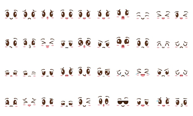 Set of borderless facial expressions Vector illustration