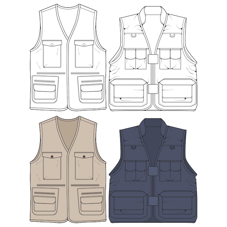 Vector set borst vest zak kleurplaat vector borst vest zak in een schets stijl vector illustratie