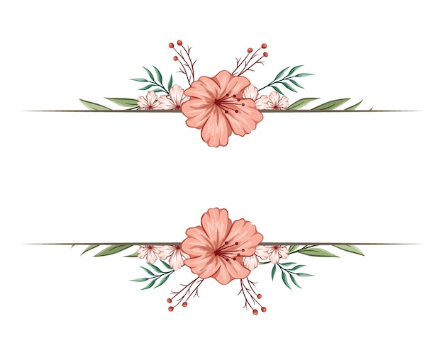 Set Botanic Blossom Floral Elements Bloom Foliage