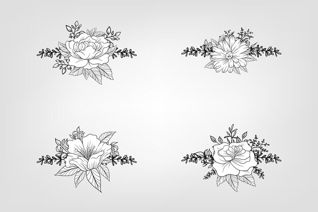 ベクトル 植物花のセット 花の要素 招待状の装飾