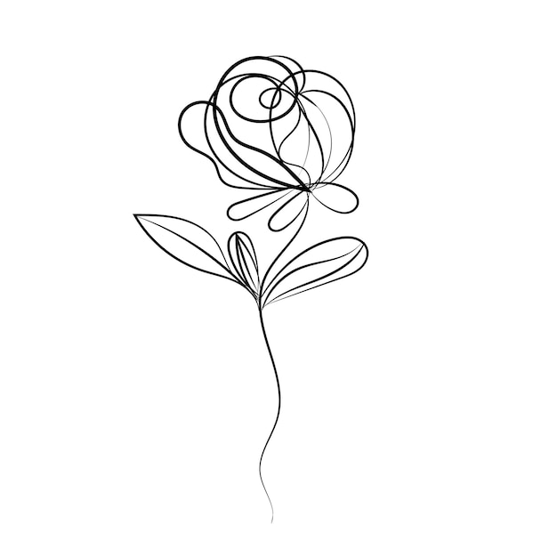 Vector set of botanical leaf doodle wildflower line art