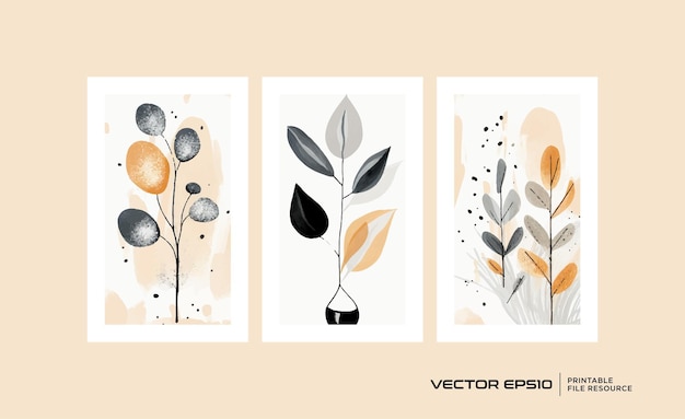 Vector set of botanical wall art vector design botanical card poster banner cover