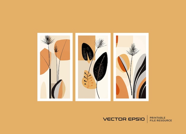 Vector set of botanical wall art vector design botanical card poster banner cover