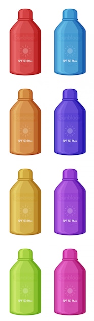 Vector set of bottles in different colors