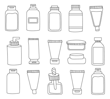 Premium Vector  A set of bottles and tubes of cosmetics jars for