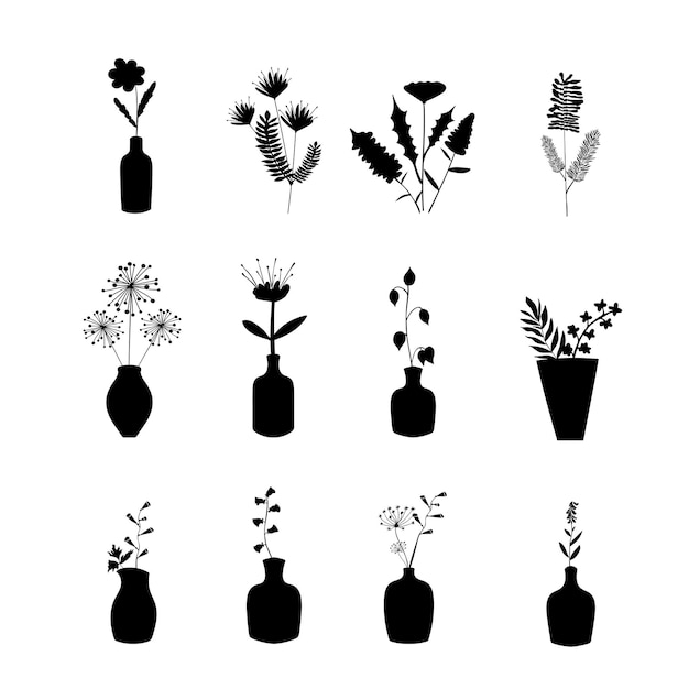 Set of bouquets. Floral compositions. Vector illustration.