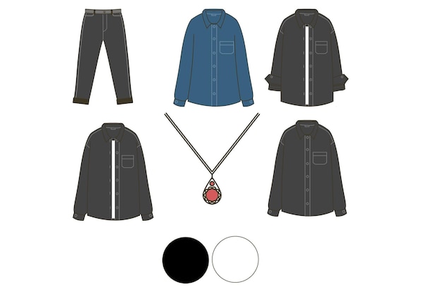 Set bovenkleding en shirt eenvoudig plat ontwerp illustratie