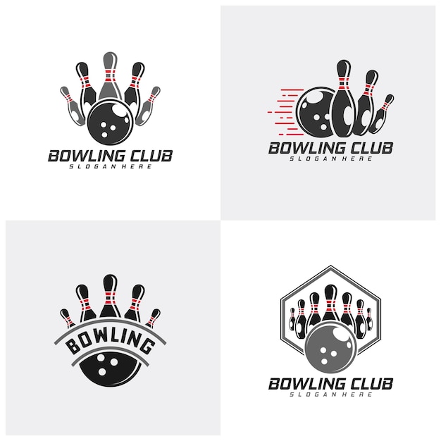 Set of Bowling logo design concept vector template emblem tournament template editable for your design Icon Symbol