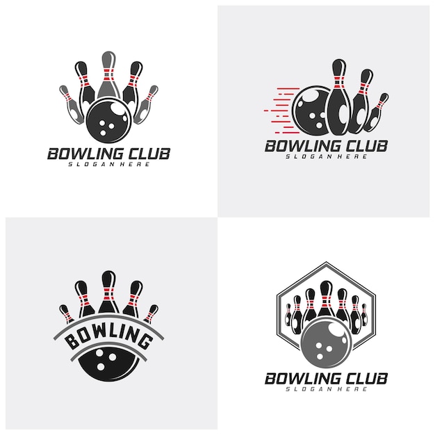 Set of bowling logo design concept vector template emblem tournament template editable for your design icon symbol