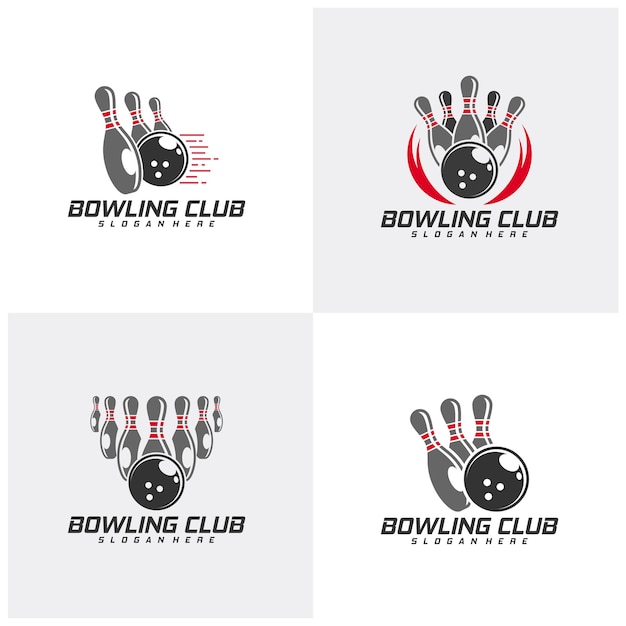 Set of Bowling logo design concept vector template emblem tournament template editable for your design Icon Symbol