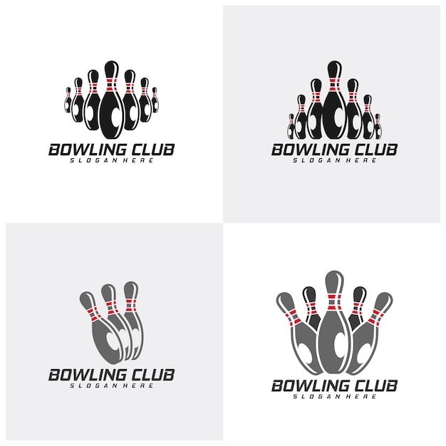 Set di logo bowling concetto di design modello vettoriale emblema modello torneo modificabile per il tuo design icona simbolo