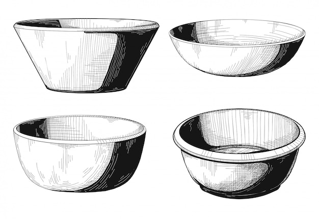 Vector set of bowls. bowl isolated on white background.